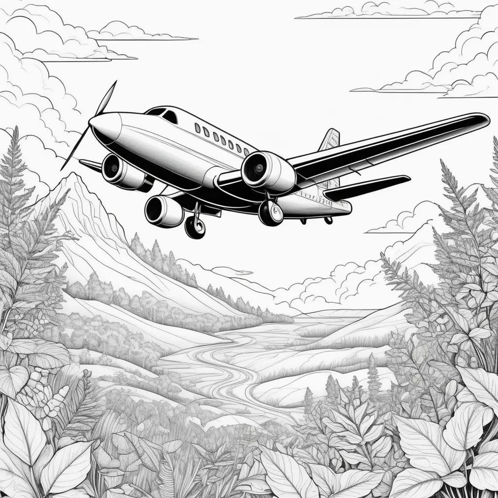 airplane in black and white coloring pages