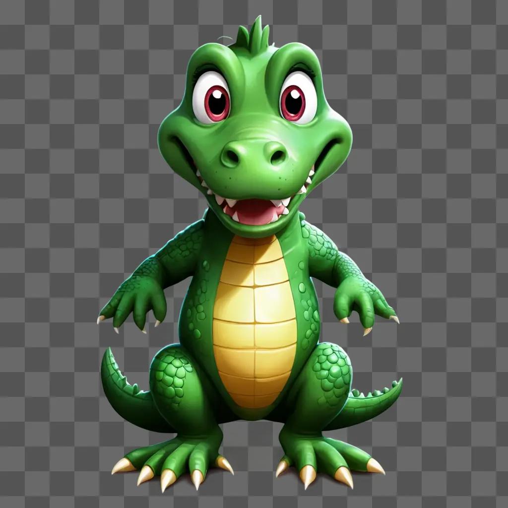 alligator drawing for kids A cartoon green crocodile smiles at camera