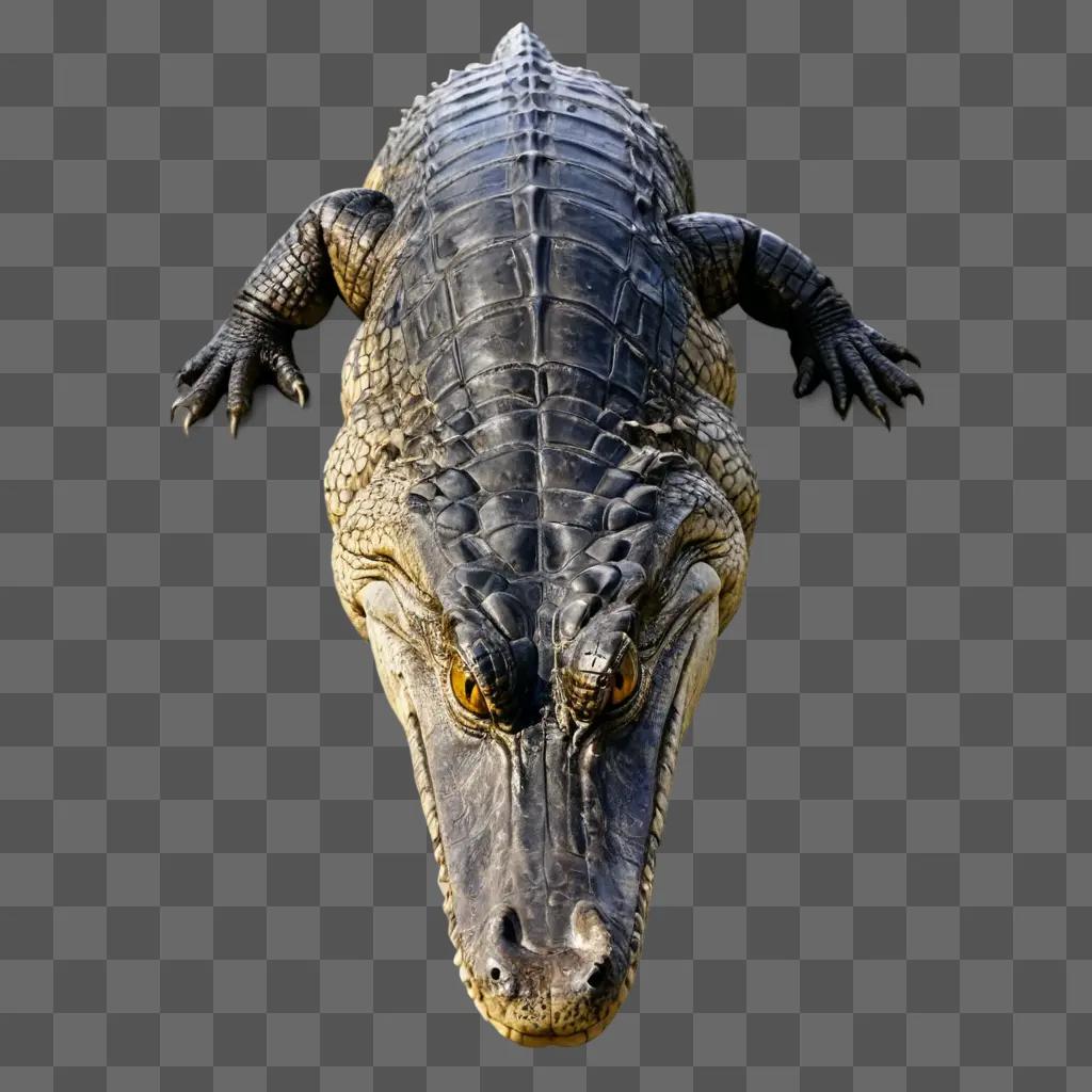 alligator drawing realistic A large crocodile with yellow eyes and black skin