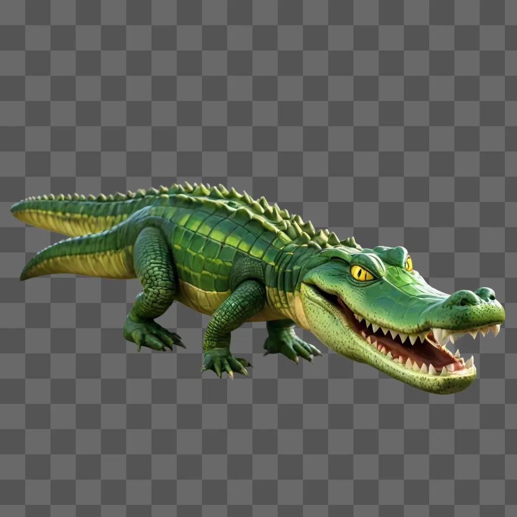 alligator illustrated A green crocodile statue with glowing eyes