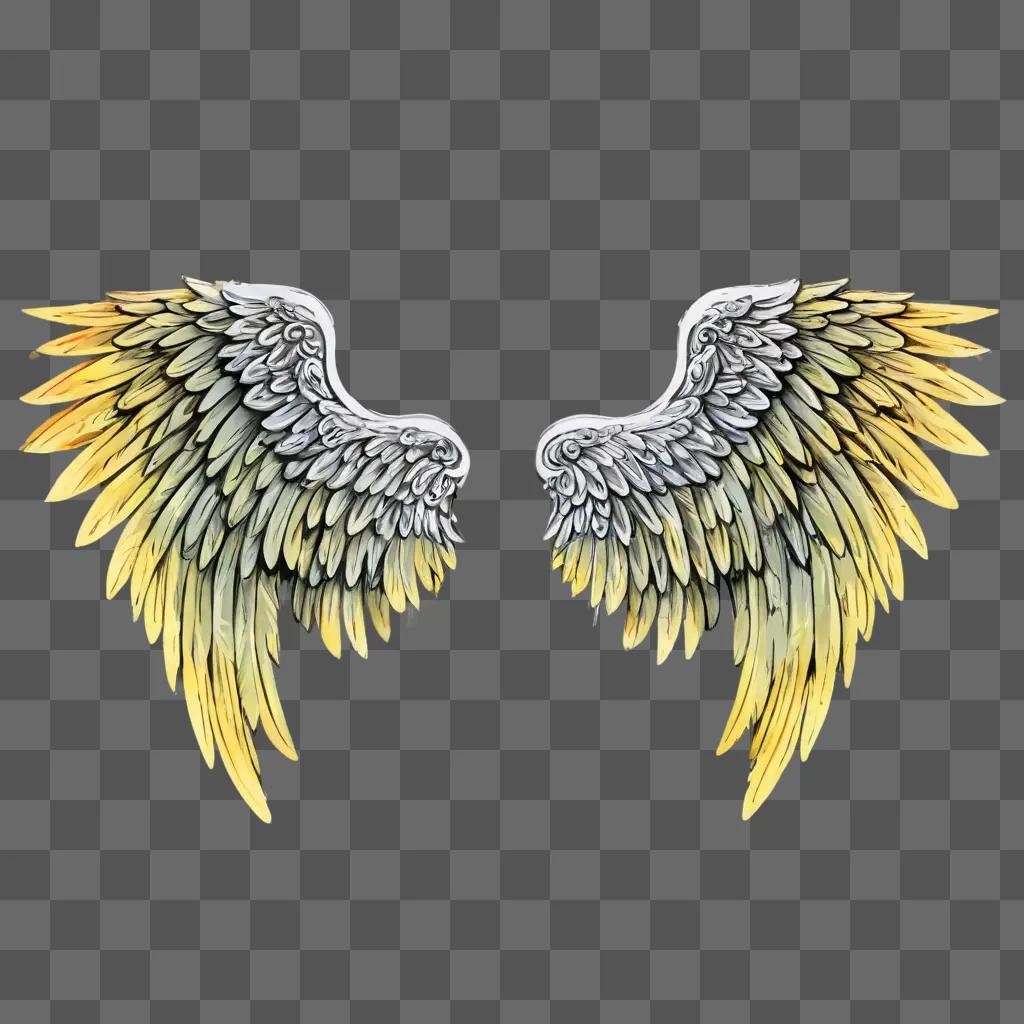 angel wings clipart Two large wings against a beige background