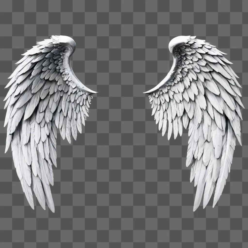 angel wings clipart Two white wings on a gray background