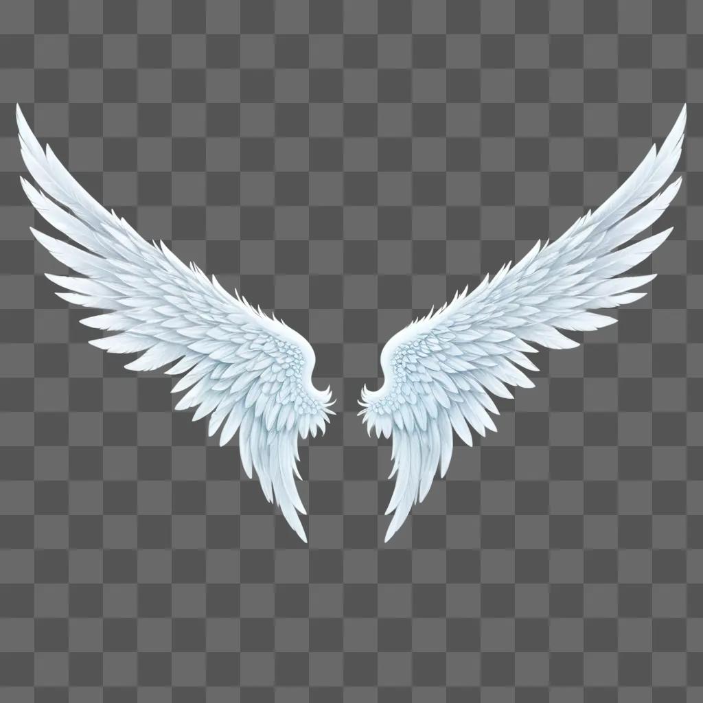 angel wings drawing on a light blue background