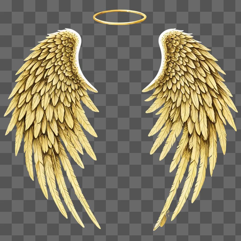 angel wings drawing outline Golden angel wings and halo