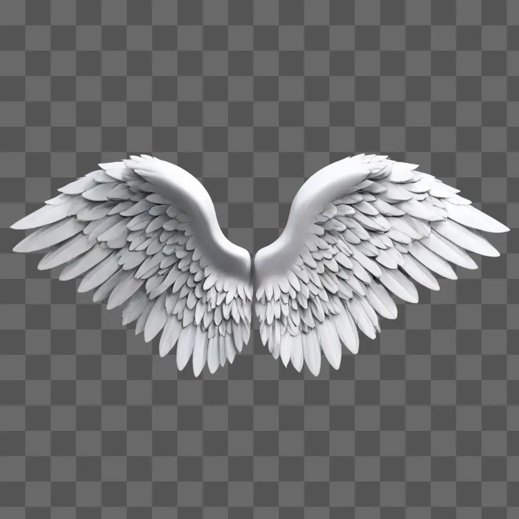 angel wings emoji A 3D rendering of white wings against a gray background