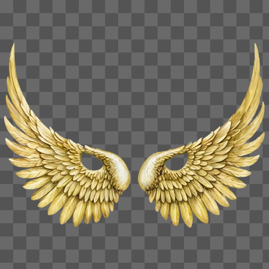 angel wings emoji Golden wings on a beige background