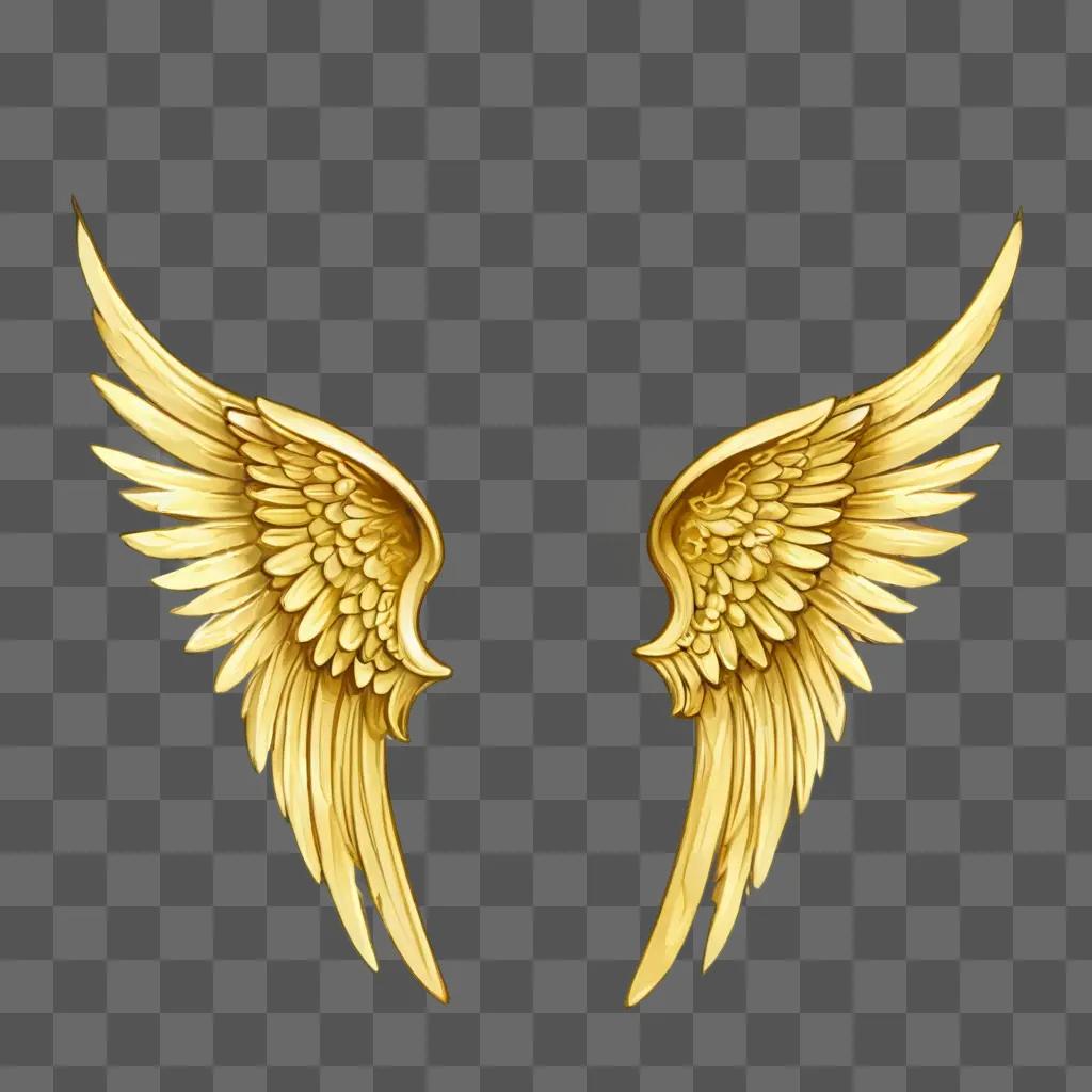 angel wings emoji Two golden wings on a yellow background