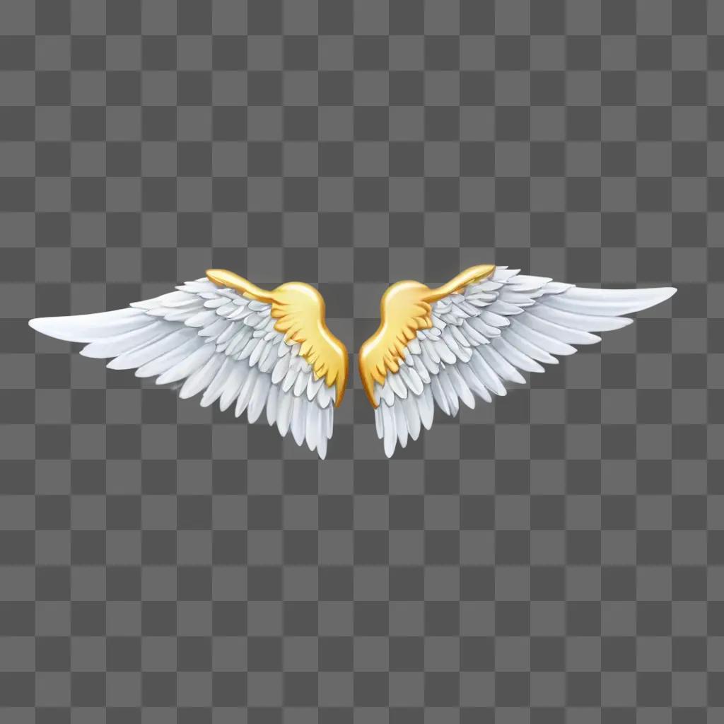 angel wings emoji Two golden wings with a grey background