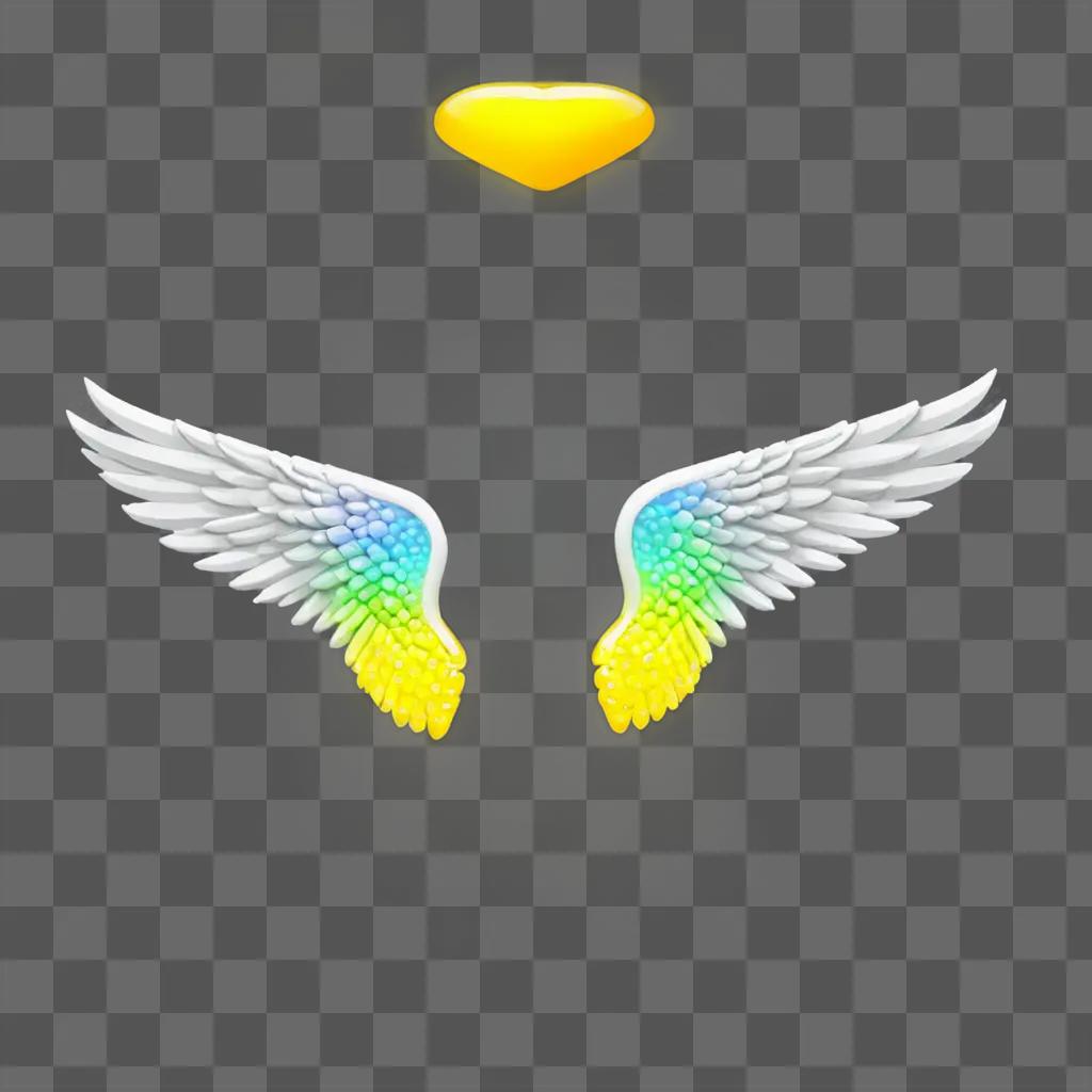 angel wings emoji Two wings with yellow and blue colors on a white background