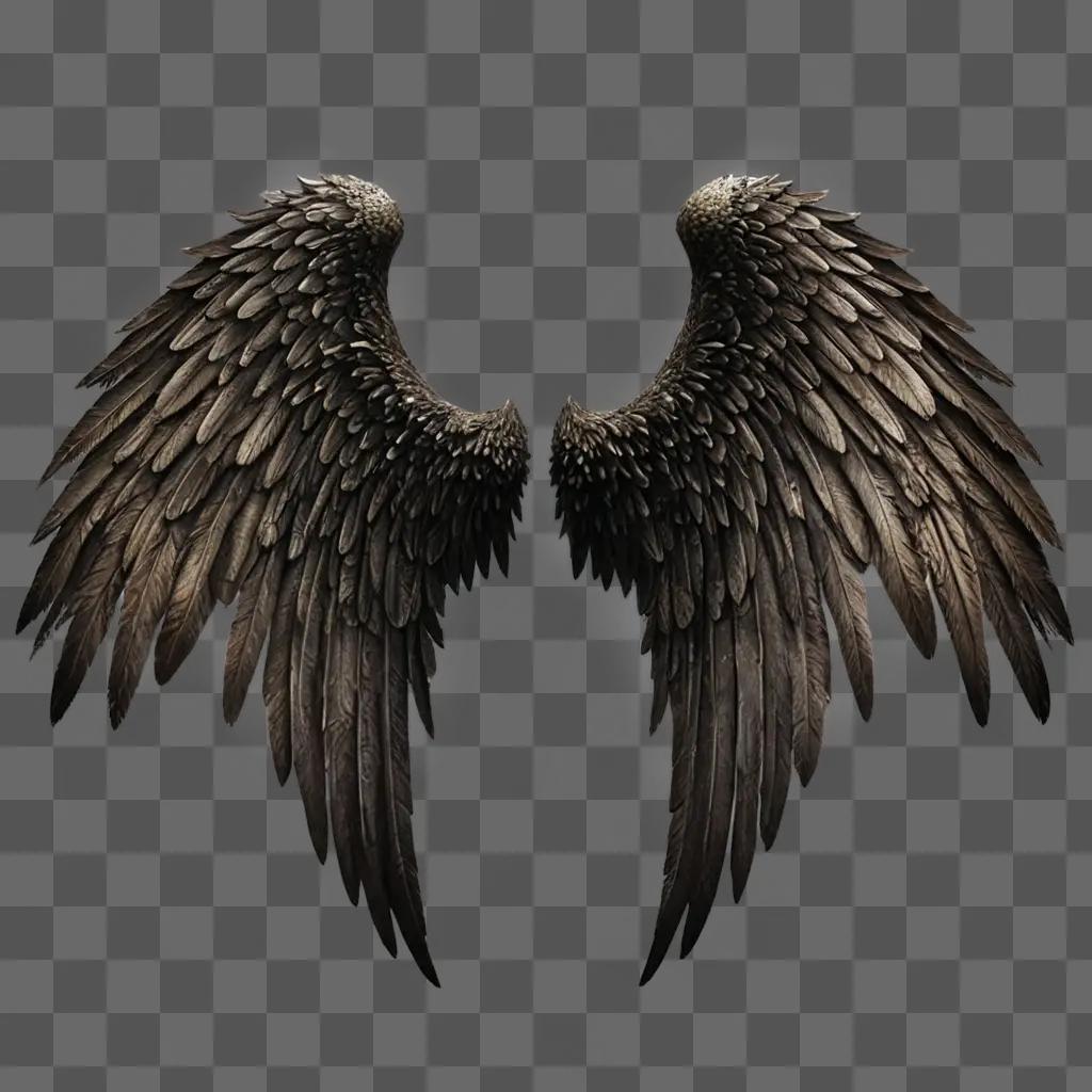 angel wings illustrated Two large wings of an angel on a black background