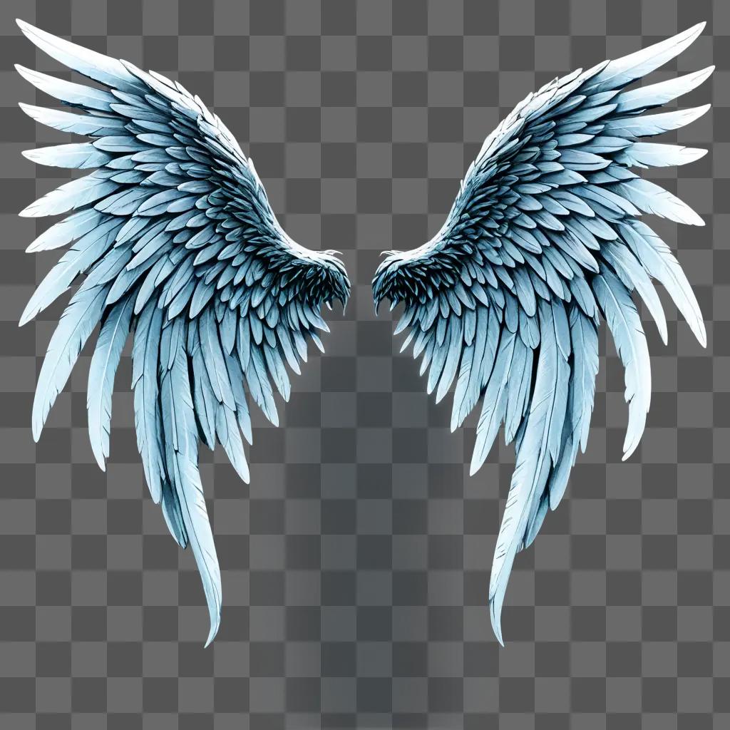 angel wings outline A pair of angelic wings on a dark blue background