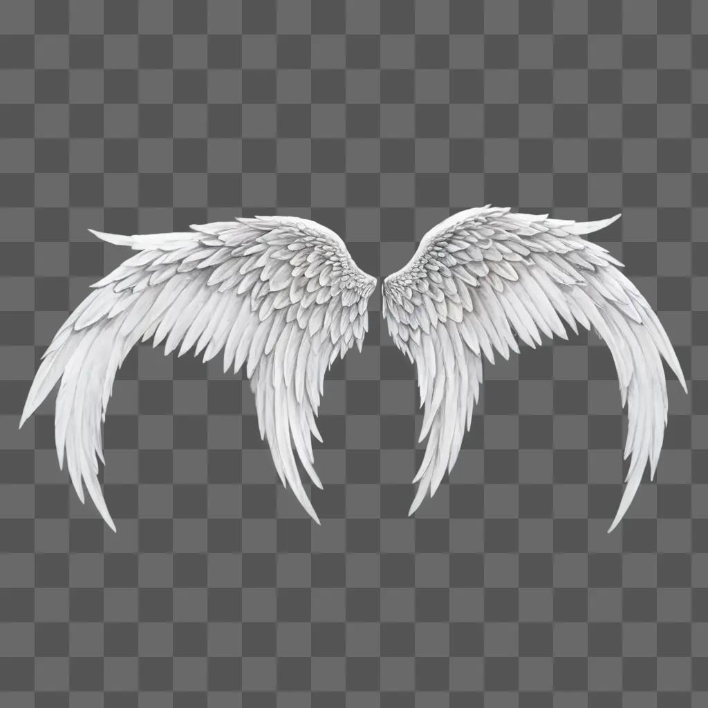 angel wings outline Two white wings on a gray background