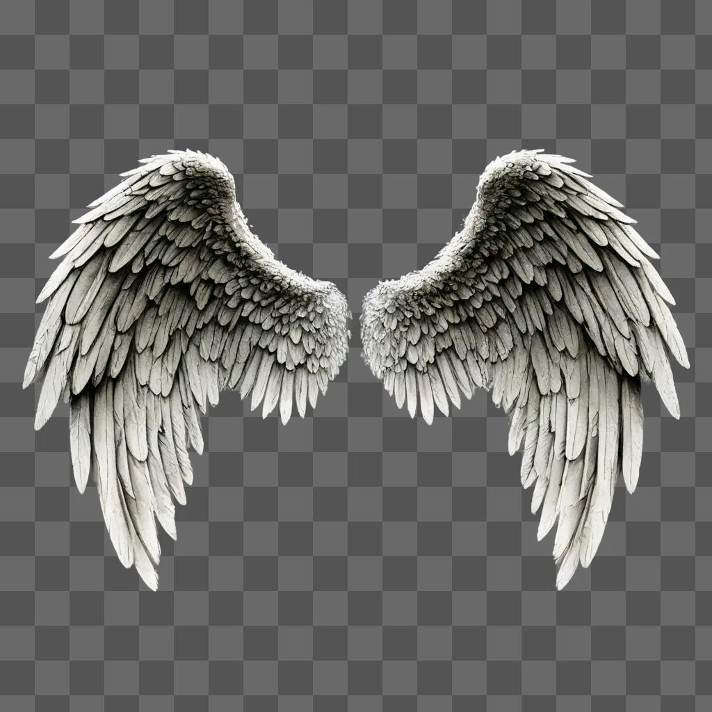 angel wings outline White wings against a gray background