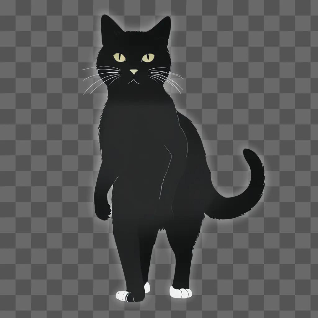 animal clipart A black cat standing in the dark with glowing eyes