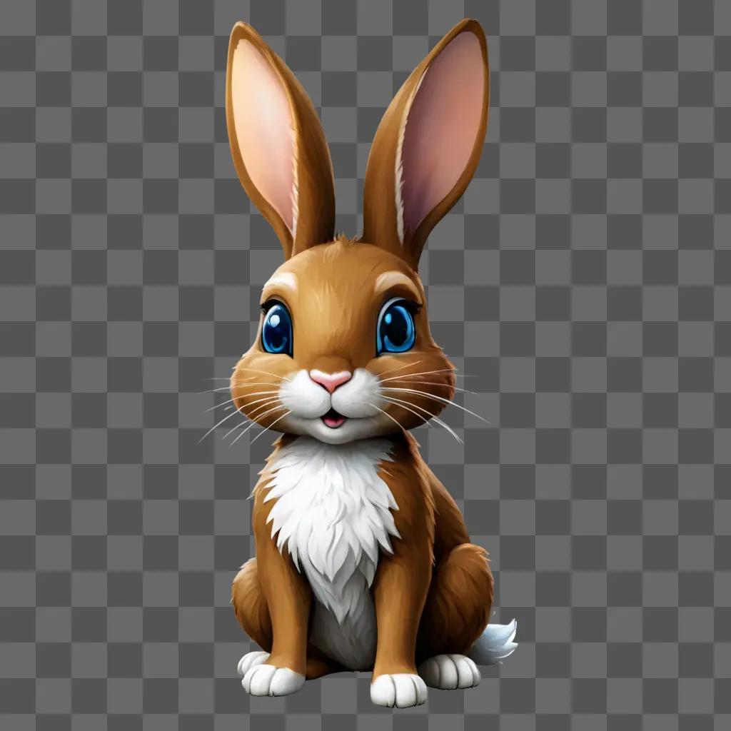 animal clipart A brown rabbit with blue eyes sits on a brown background