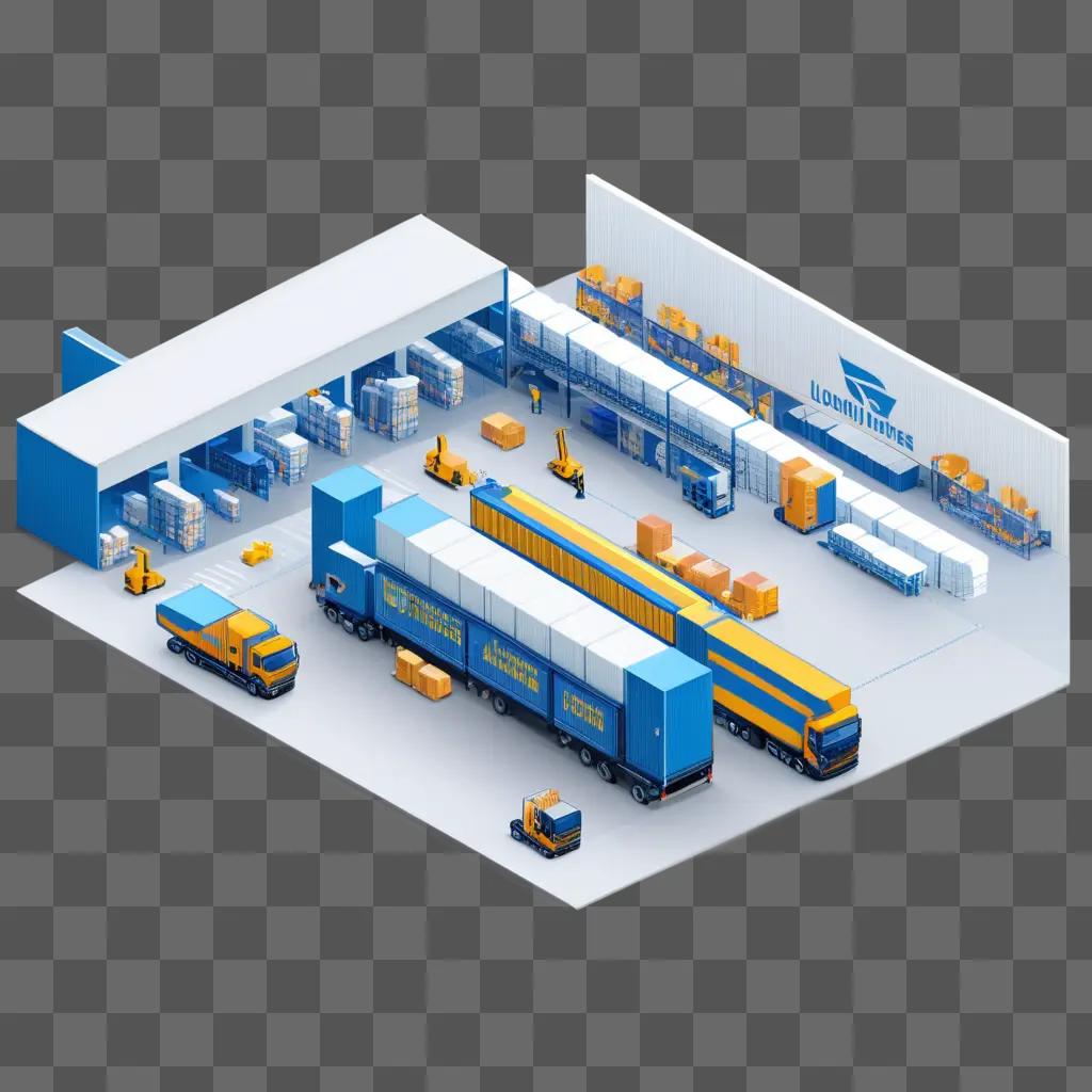 animated 3D illustration of a logistics warehouse