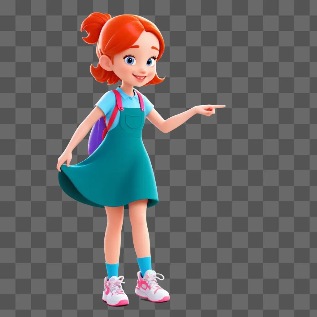 animated cartoon girl points to something in the air