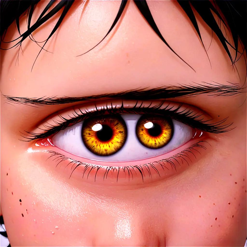 anime boy eyes A cartoon girl with yellow eyes and freckles