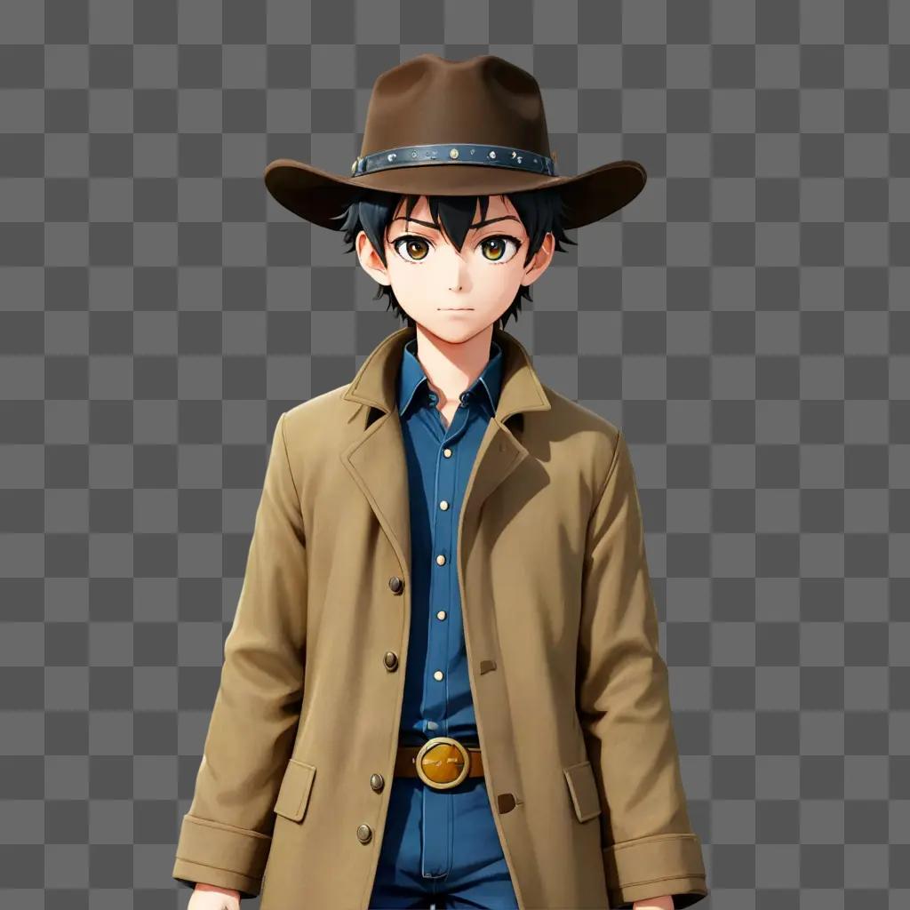 anime boy eyes A young man wearing a cowboy hat