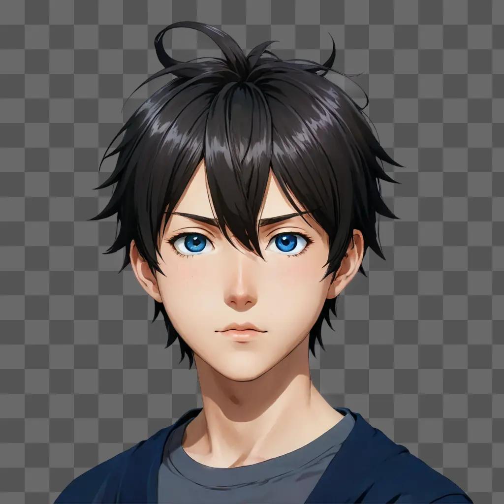 anime boy hair An anime character with blue eyes and black hair