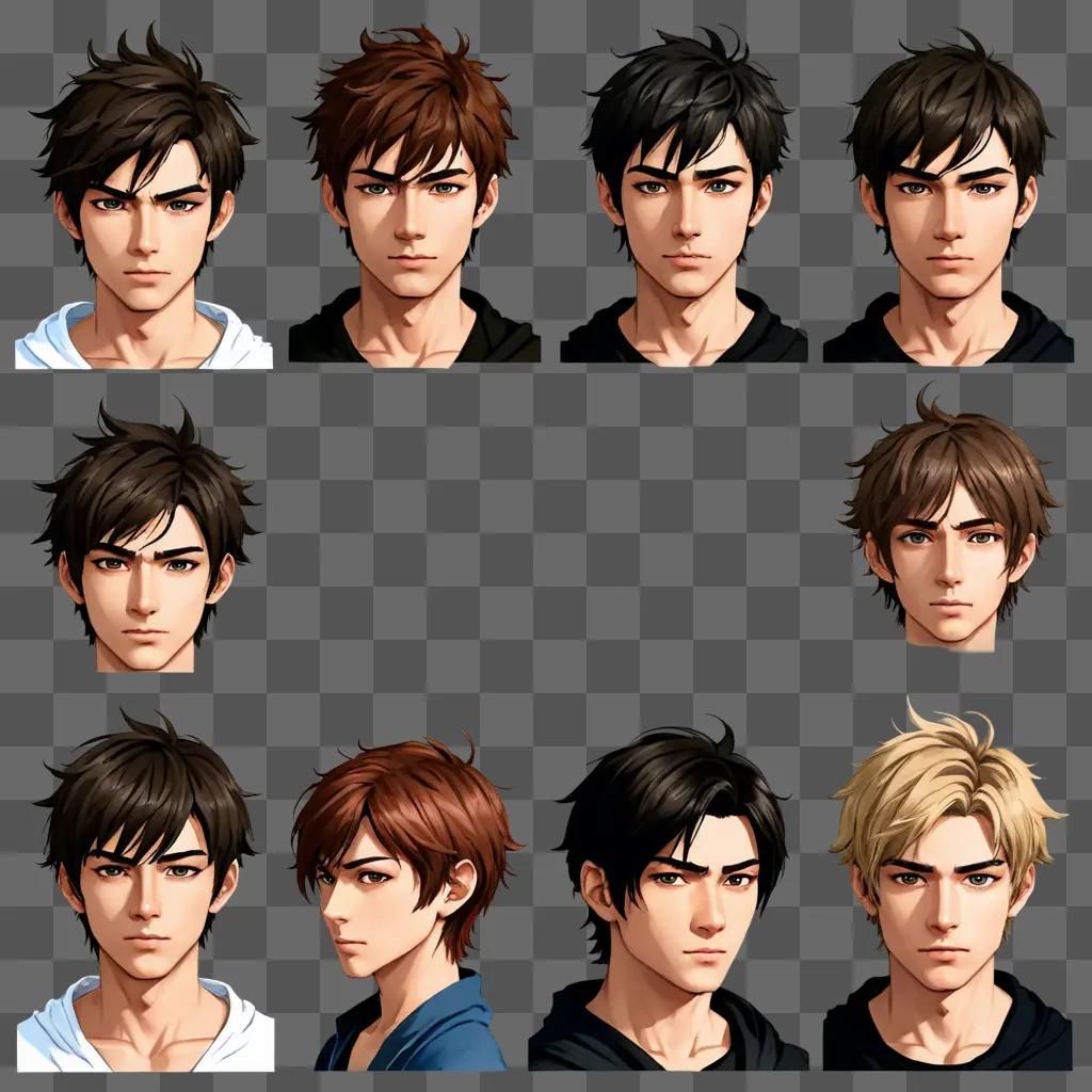 anime boy hairstyles A boy is in different hair colors