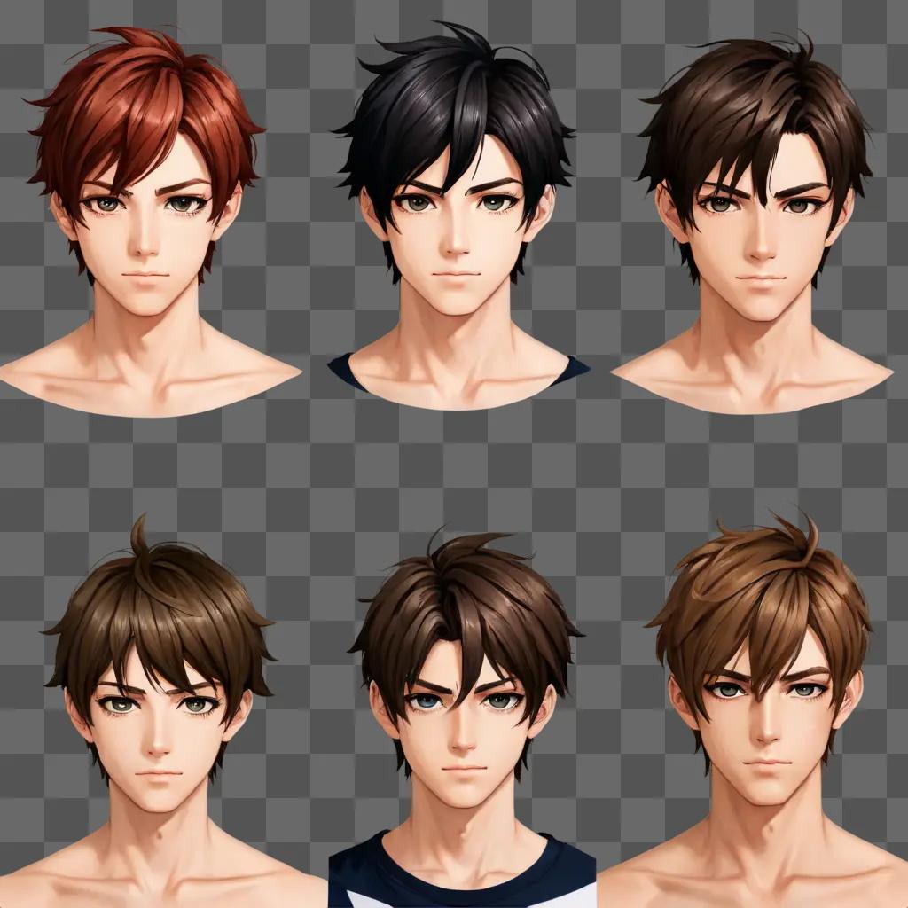 anime boy hairstyles Six different male characters with their hair styled differently