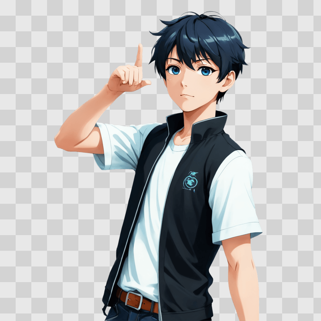 anime boy wallpaper A young man with a white shirt and black vest poses for a picture