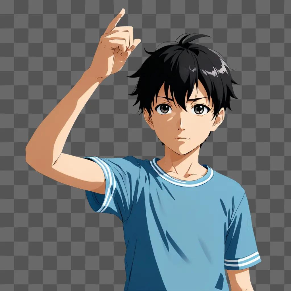 anime boy wallpaper An anime boy points with his finger