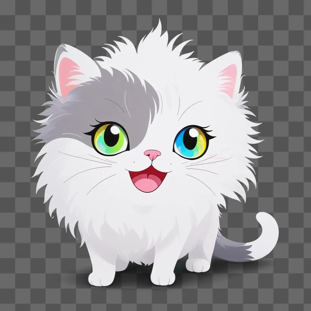 anime cat with big eyes and colorful eyes