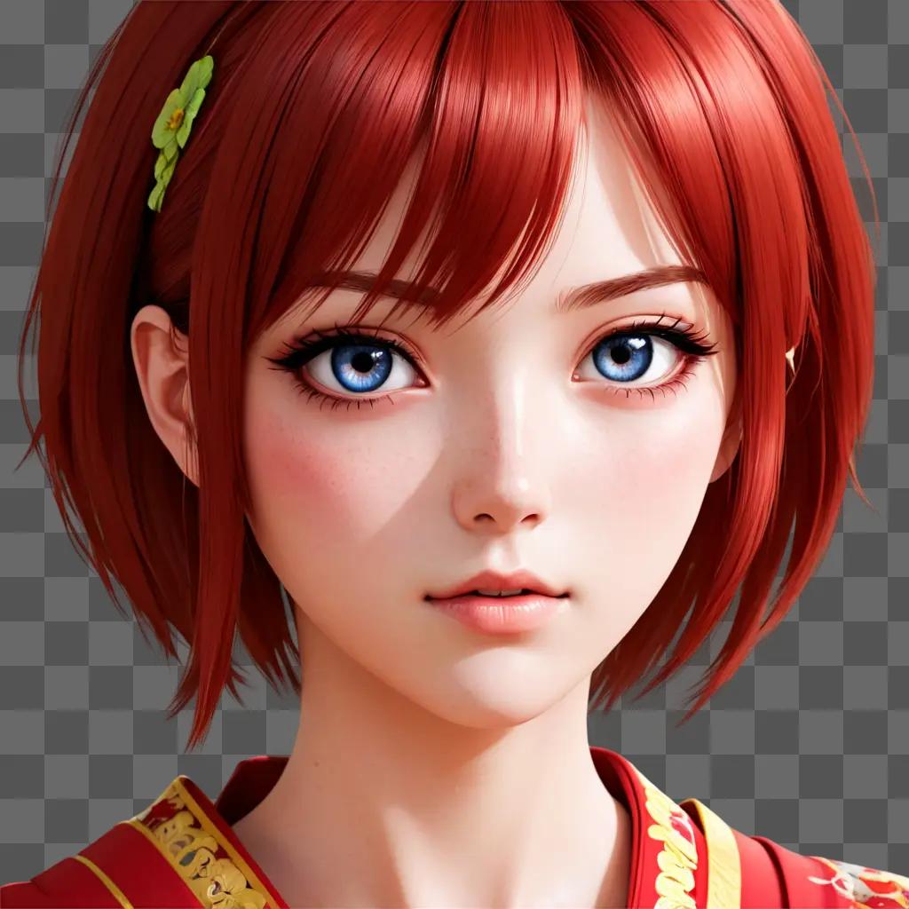 anime girl eyes A 3D animated cartoon girl with red hair