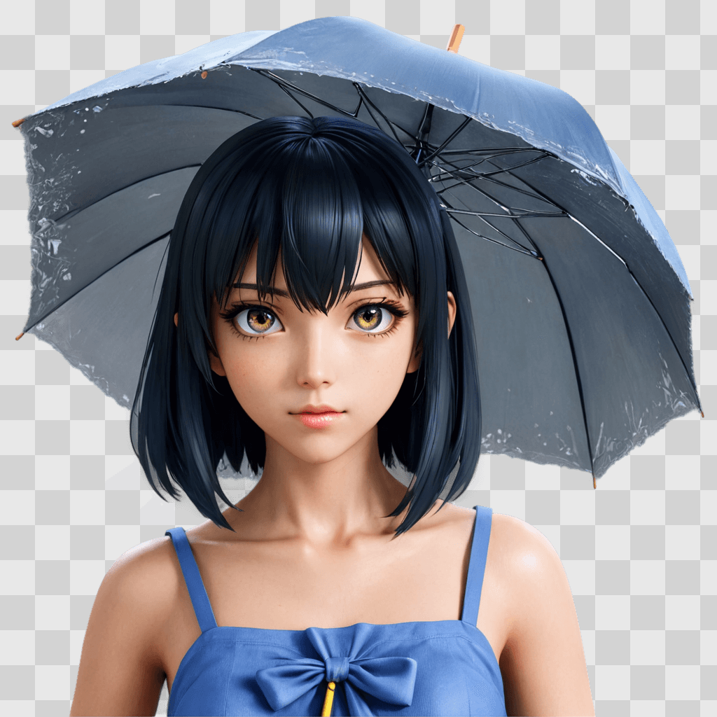 anime girl eyes A girl with an umbrella on her head