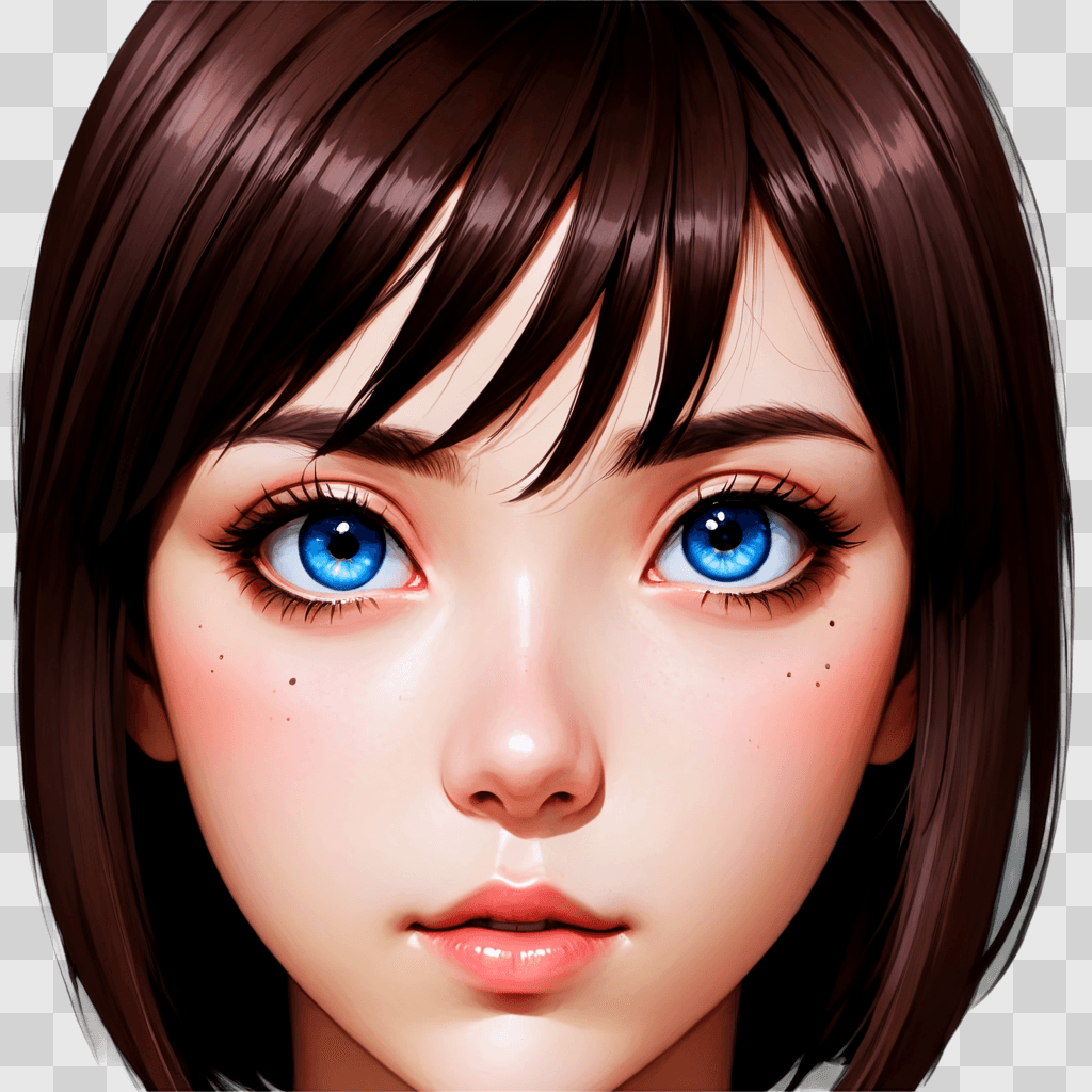 anime girl eyes A girl with blue eyes and brown hair