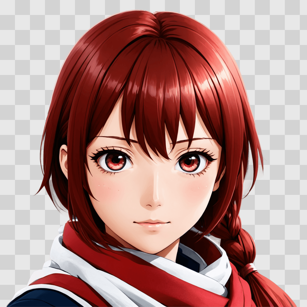 anime girl eyes A young girl with red hair and a red scarf