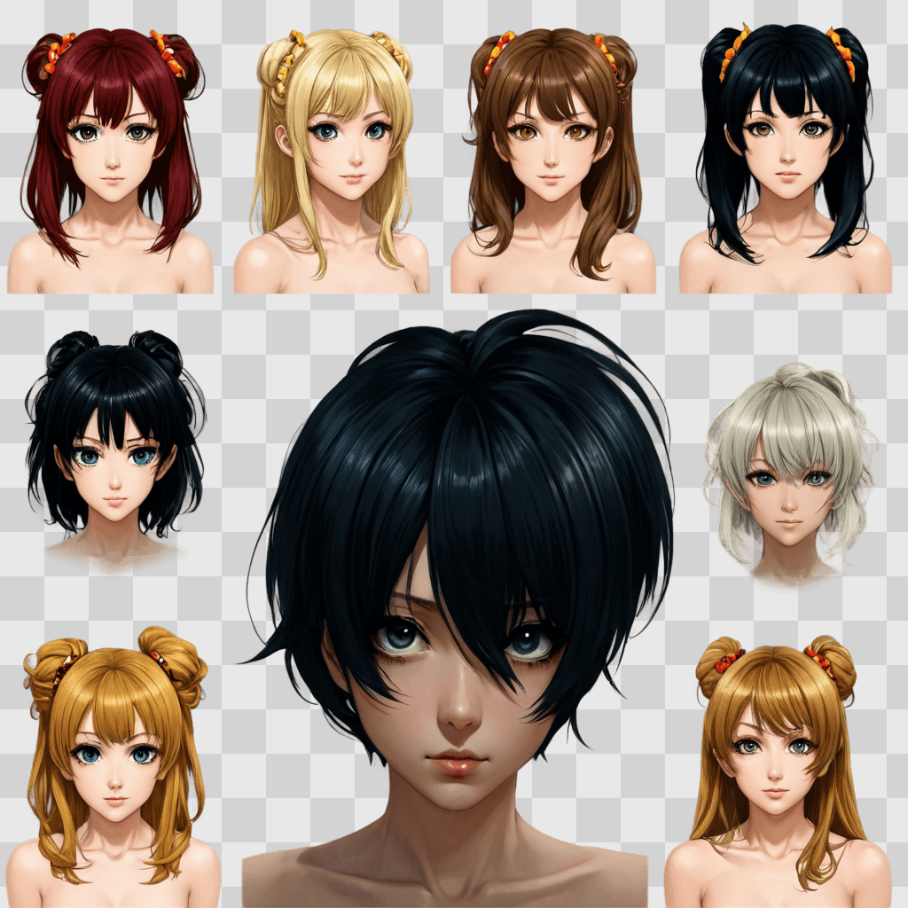 anime girl hairstyles A collection of anime girls with different hair colors and styles