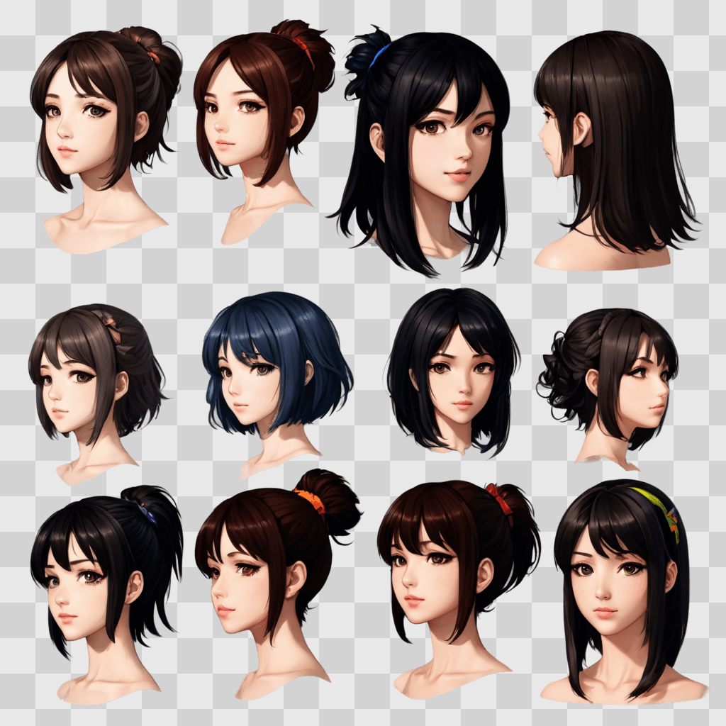 anime girl hairstyles A collection of female character head shots