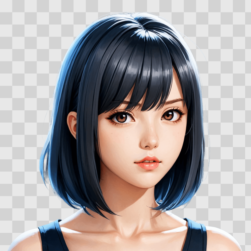 anime girl hairstyles A girl with black hair and blue eyes