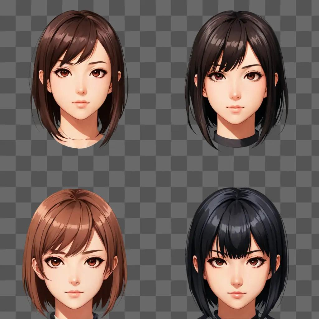 anime girl hairstyles Art of four anime girls with varying hair styles