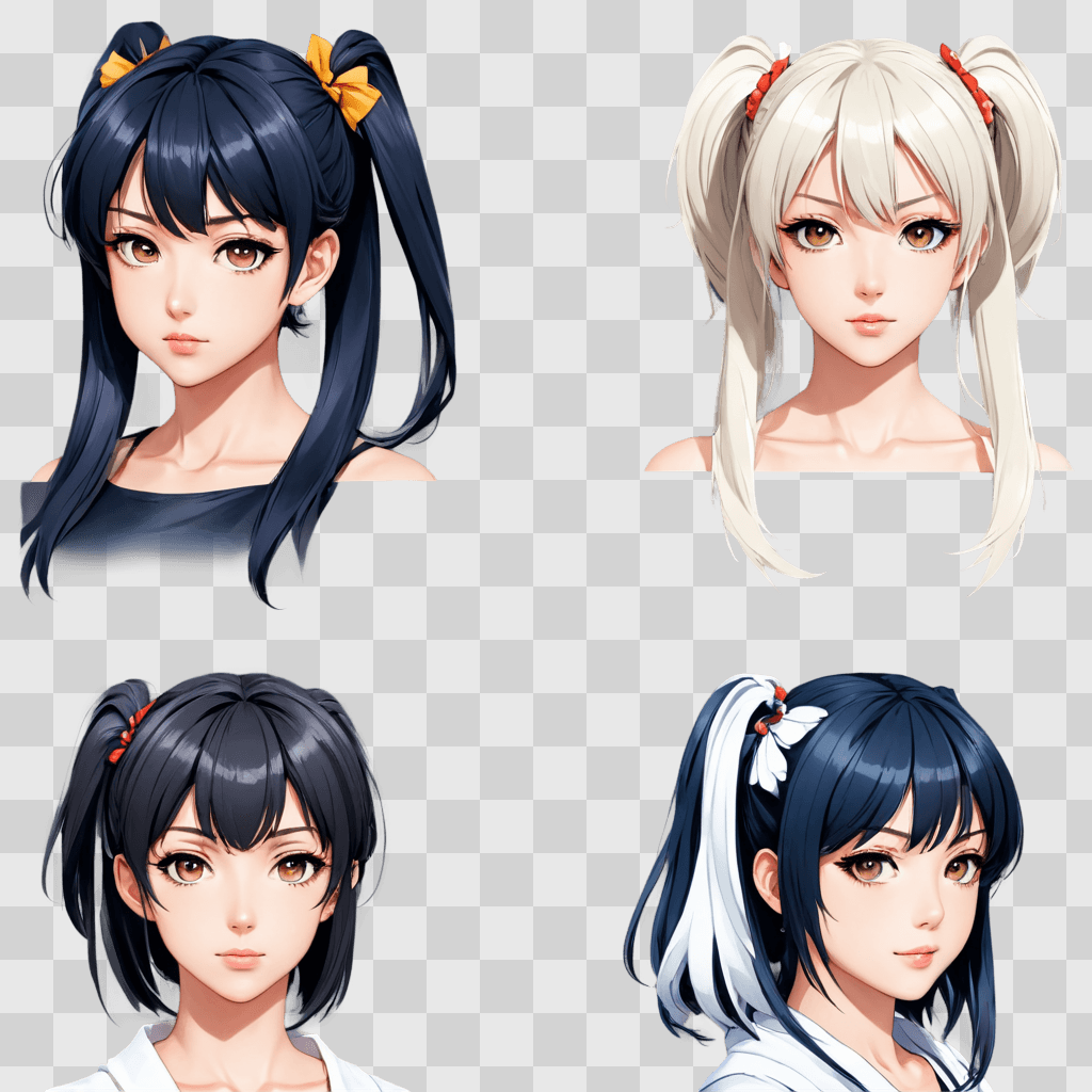 anime girl hairstyles Four anime girls with different hairstyles