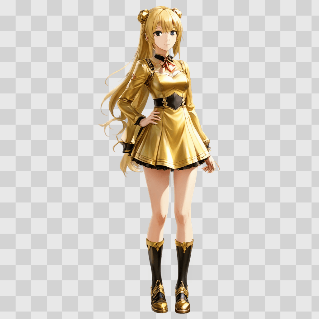 anime girl wallpaper A girl in gold dress and boots