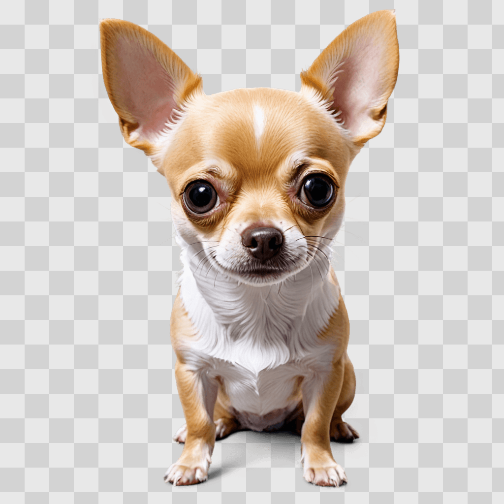 apple head chihuahua A small dog with big eyes sits on a beige background