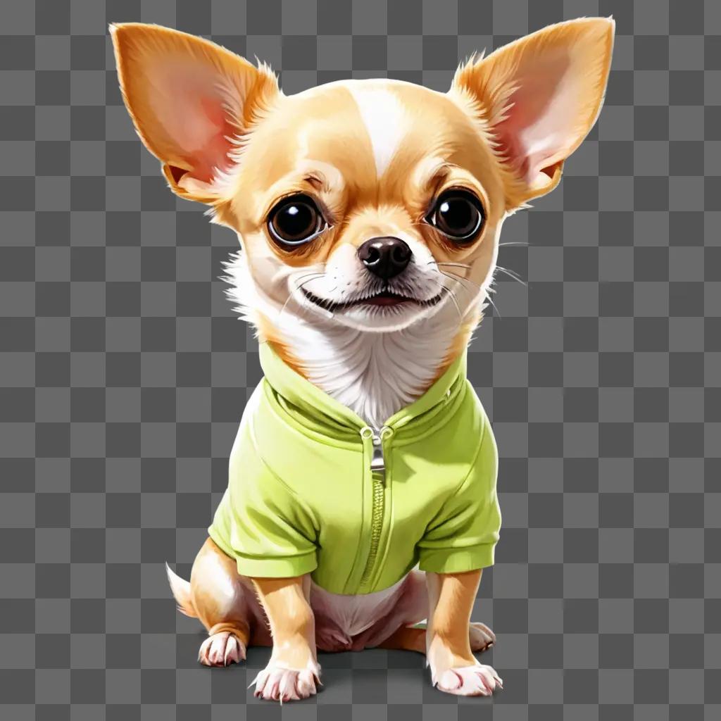 apple head chihuahua A smiling chihuahua in a green jacket