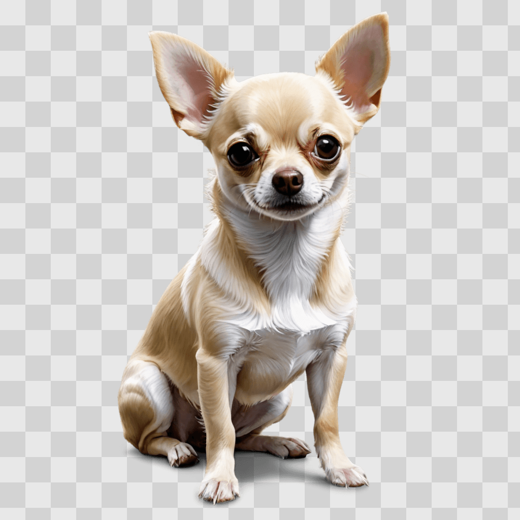 apple head chihuahua Dog with large eyes sits on a beige background