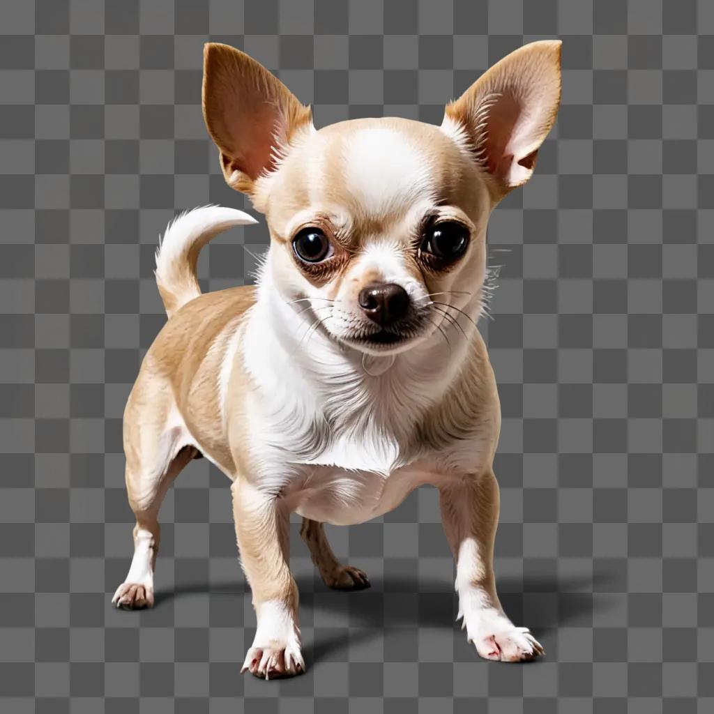 apple head chihuahua Small tan and white dog with big eyes