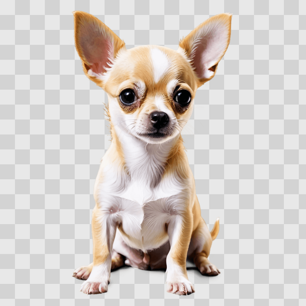 apple head chihuahua puppy A Chihuahua sits on a beige background