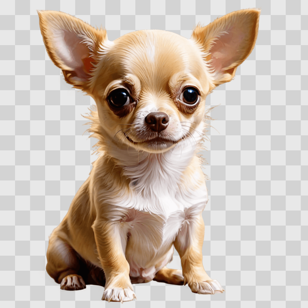 apple head chihuahua puppy A cute dog with big eyes sits in the center