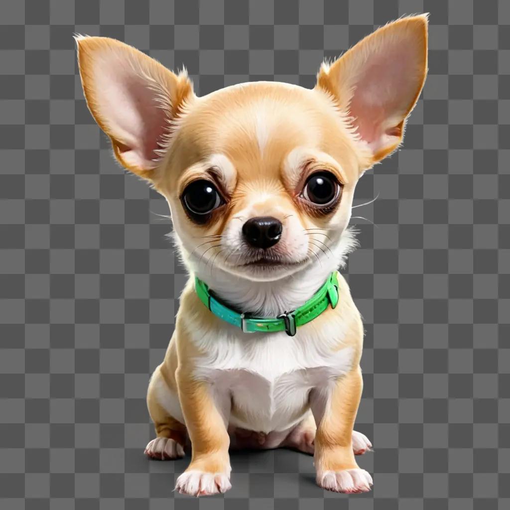 apple head chihuahua puppy A small chihuahua dog wearing a green collar