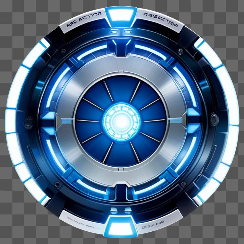 arc reactor on a futuristic blue circle