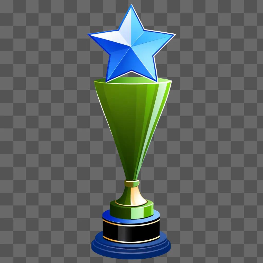 ard trophy with blue star on green background