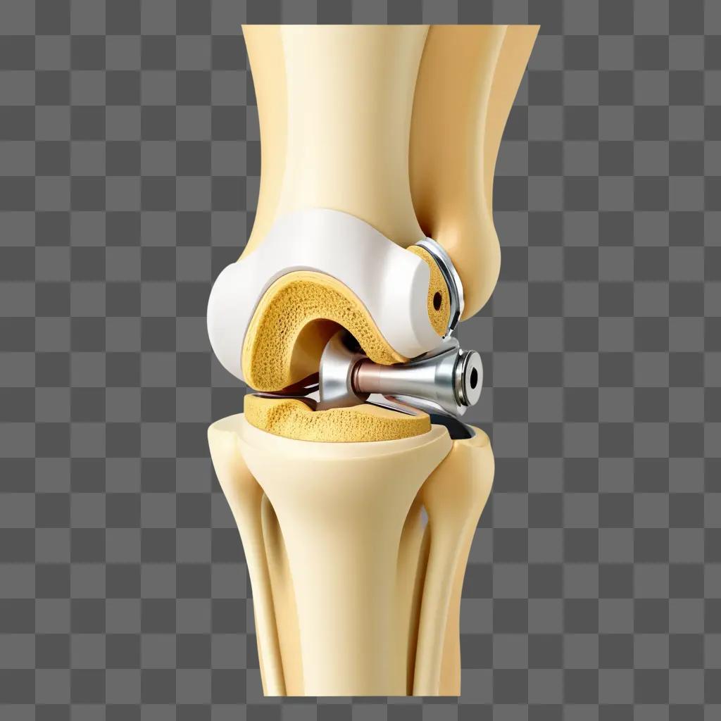 artificial knee joint in a patients leg