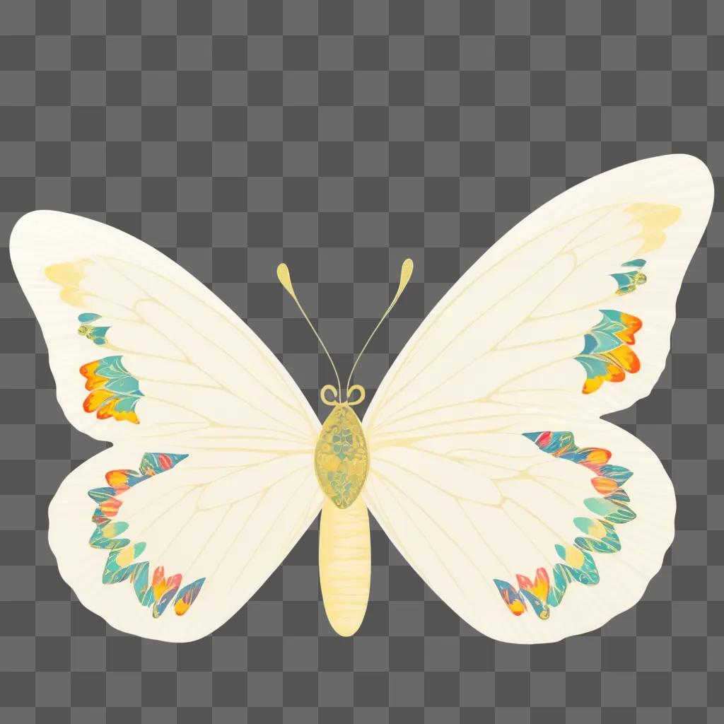 artistic butterfly clip art with a yellow and blue body